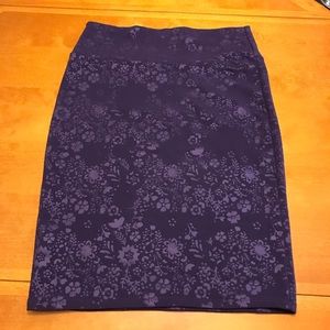 Purple LulaRoe Flower Cassie Pencil Skirt